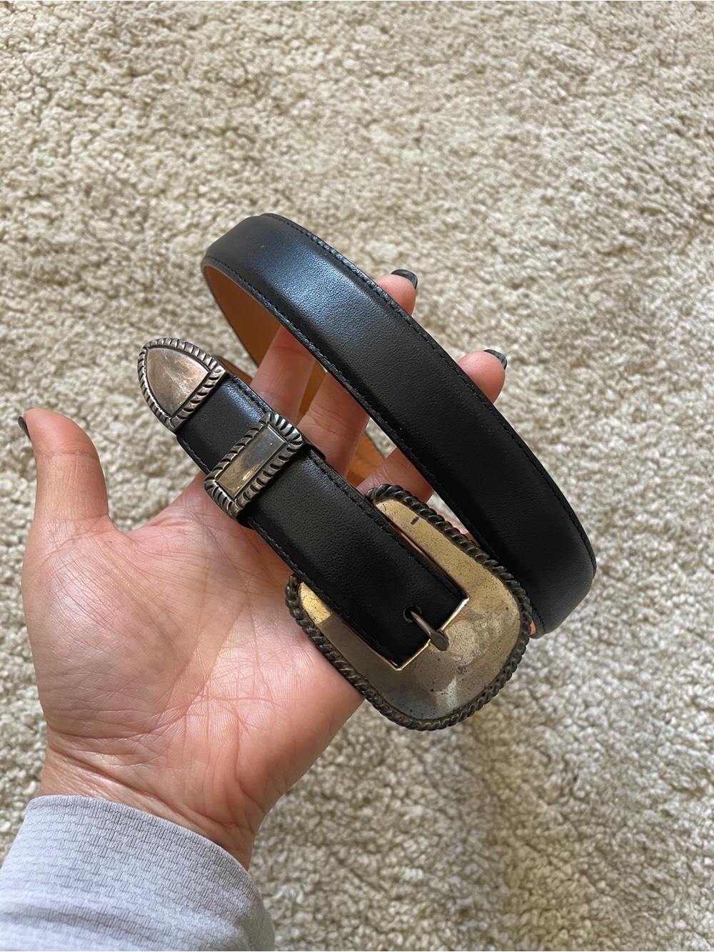 Pat Areias Serling black leather belt size 36